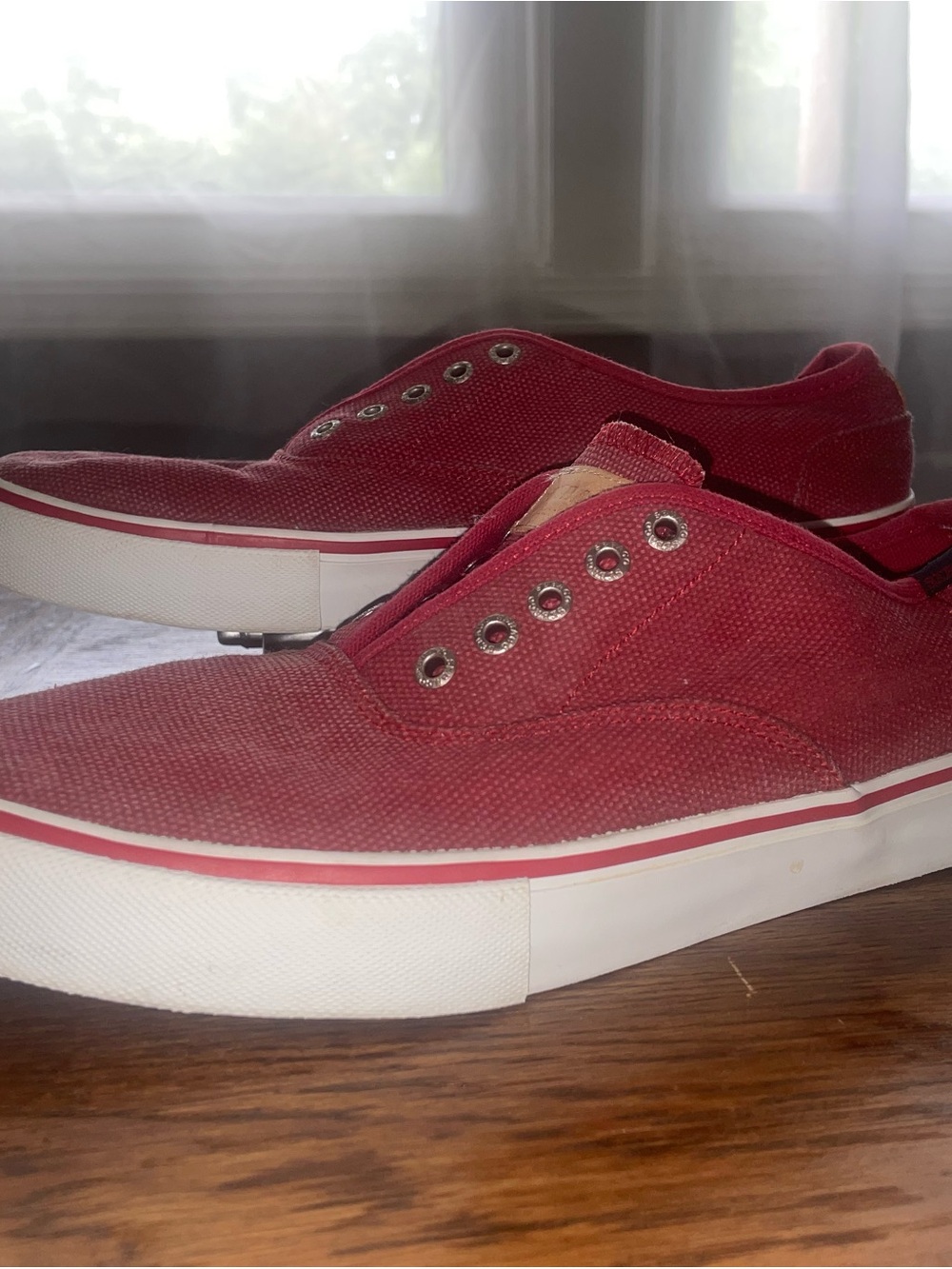 Sebago Red Slip-On Canvas Loafers